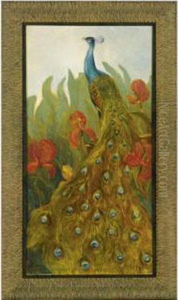 Peacock Oil Painting by Theodorus Van Hoytema