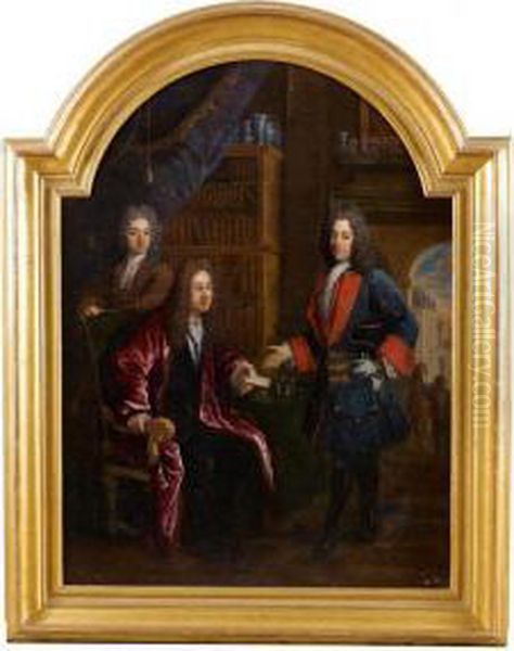 Gentilhomme Recevant Une Missive Dans Sa Bibliotheque Oil Painting by Jacob Souppen Van Van Schuppen