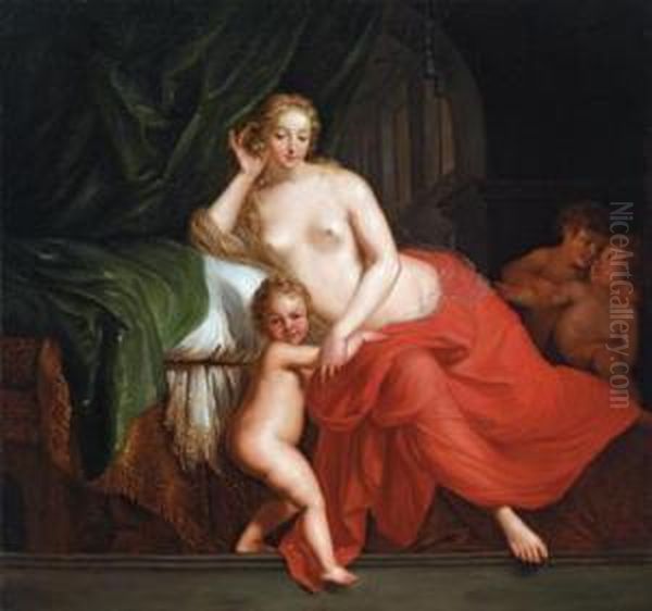 Venere E Cupido Oil Painting by Jacob Souppen Van Van Schuppen