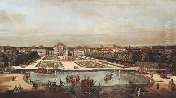 View from Munich, Schloss Nymphenburg, from the west Oil Painting by Bernardo Bellotto