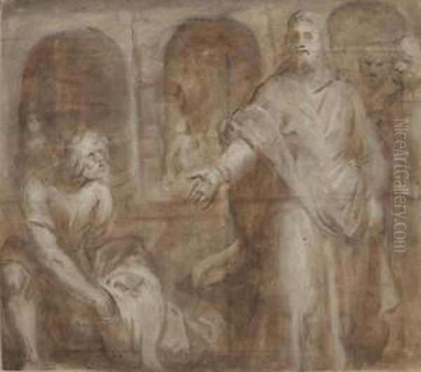 Le Christ Et Le Paralytique Oil Painting by Otto van Veen