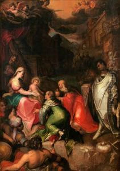 Worship Of The Kings Oil Painting by Otto van Veen