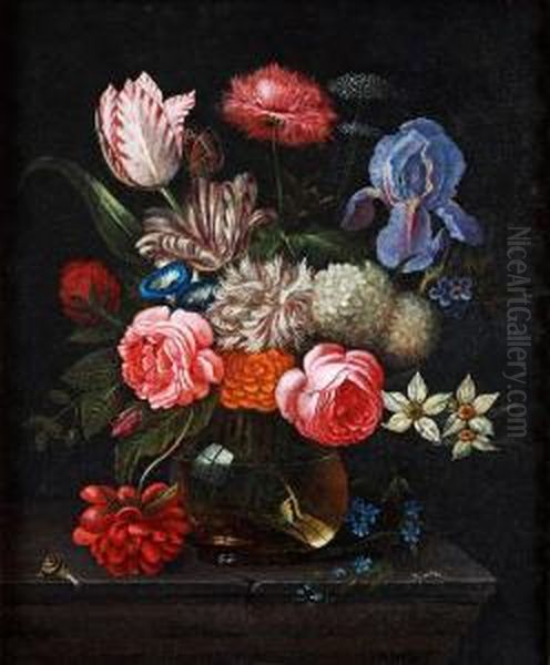 Still Life With Flowers Oil Painting by Nicolas Van Veerendael