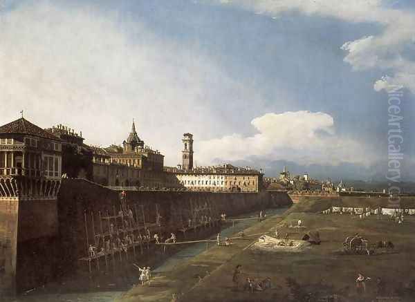 View of Turin near the Royal Palace Oil Painting by Bernardo Bellotto