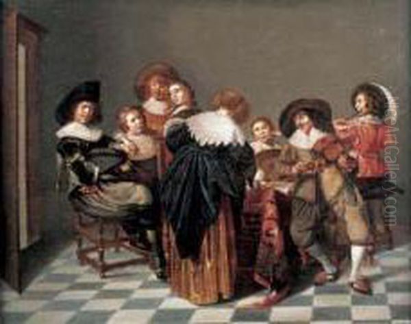 Scene De Concert Dans Un Interieur Hollandais Oil Painting by Jacob van Velsen