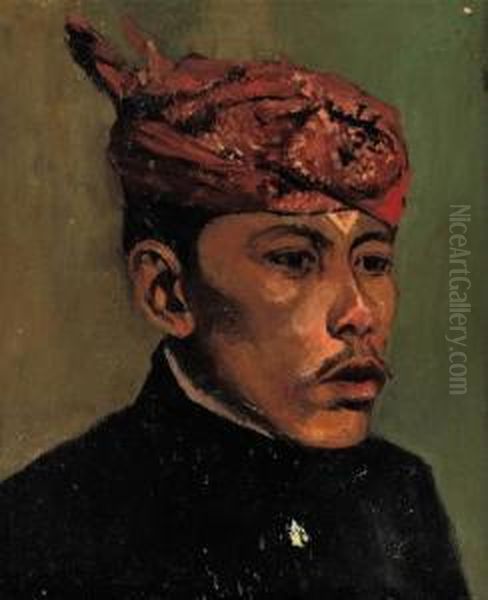 Portrait Of An Indonesian Man Oil Painting by Henry Van Velthuysen