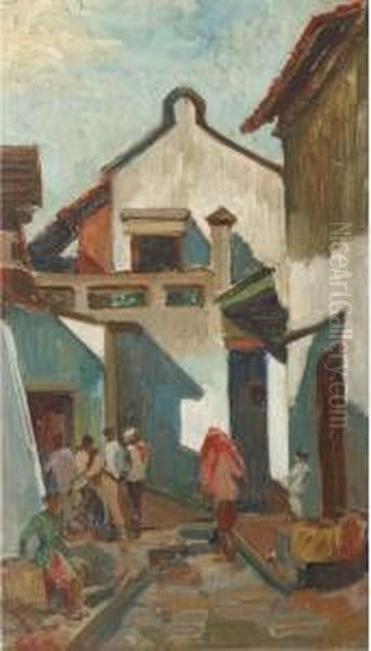 Street Scene Oil Painting by Henry Van Velthuysen