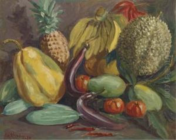 A Still Life With Tropical Fruits Oil Painting by Henry Van Velthuysen