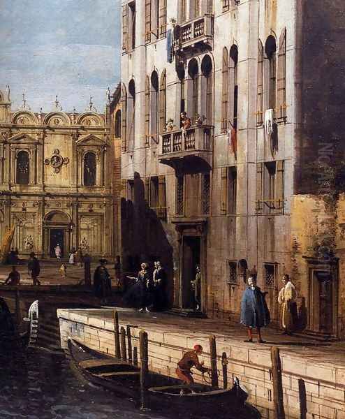 Rio dei Mendicanti with the Scuola di San Marco (detail) Oil Painting by Bernardo Bellotto