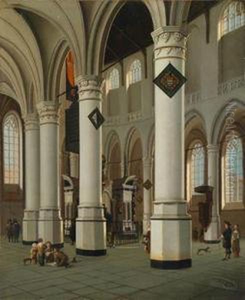 Das Innere Der Nieuwe Kerk Indelft Mit Dem Grabmal Wilhelm Des Schweigers Von Oranien Oil Painting by Hendrik Van Vliet