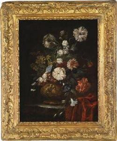 Floral Still Life Oil Painting by Karel Van Vogelaer, Carlo Dei Fiori