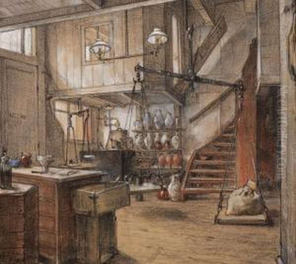 The Old Shop Of Brown And Heine Oil Painting by August Willem van Voorden