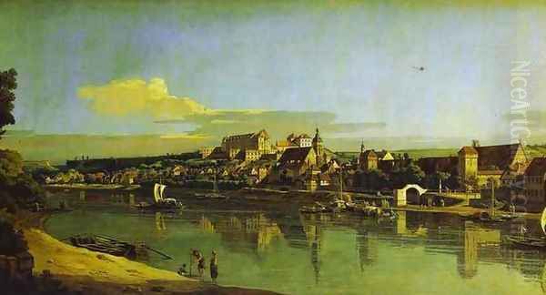 Pirna Seen from the Right Bank of the Elbe Oil Painting by Bernardo Bellotto