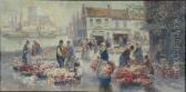 Flower Market Oil Painting by Francis William Van Vreeland