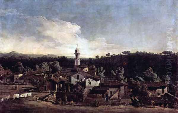 The village Gazzada view of the south (Vedute of Gazzada) Oil Painting by Bernardo Bellotto