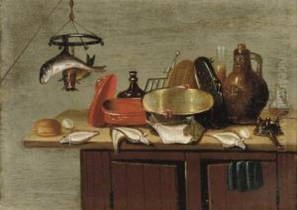 Fish, An Earthenware Vessel Oil Painting by Gerrit Van Vucht