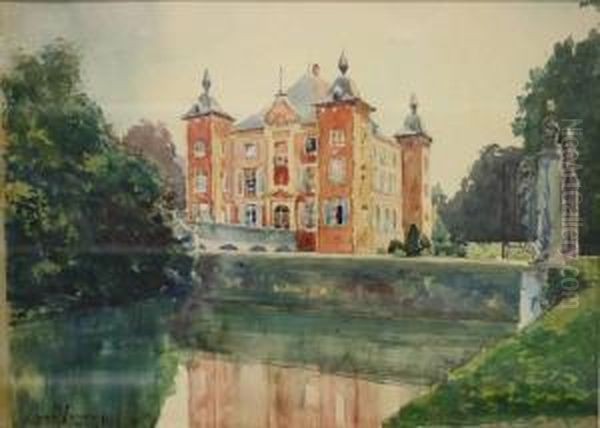 Kasteel Coloma In Sint-pieters-leeuw, Gelegen Ten Zuiden Van Brussel Oil Painting by Jan Hillebrand Wijsmuller