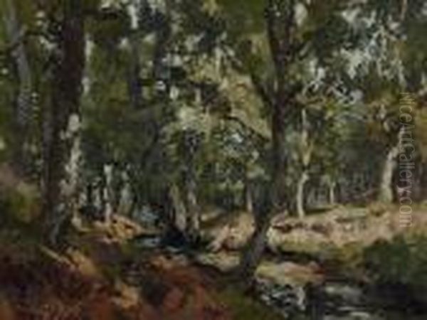 Stream In A Forest Oil Painting by Jan Hillebrand Wijsmuller