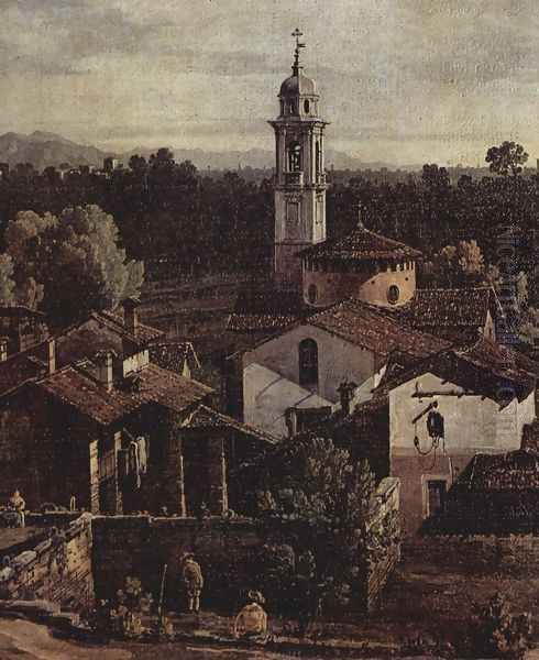 The village Gazzada view of the south (Vedute of Gazzada), Detail Oil Painting by Bernardo Bellotto