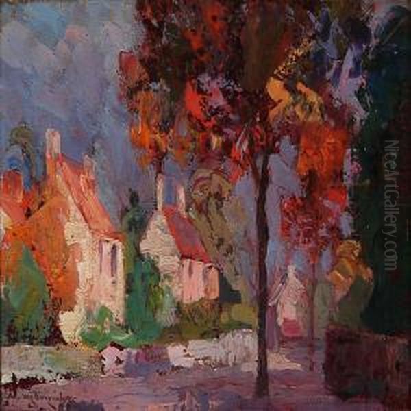 Sunlit Cottages, Old Church Rd Oil Painting by Van Waeyenberge