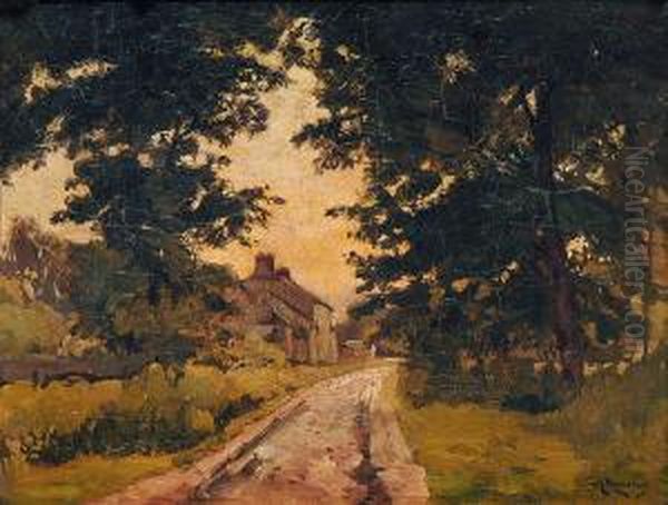 Dorfstrase Im Abendlicht Oil Painting by Van Waeyenberge