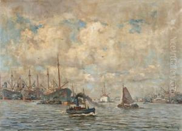 Zeehaven Oil Painting by Kees Van Waning