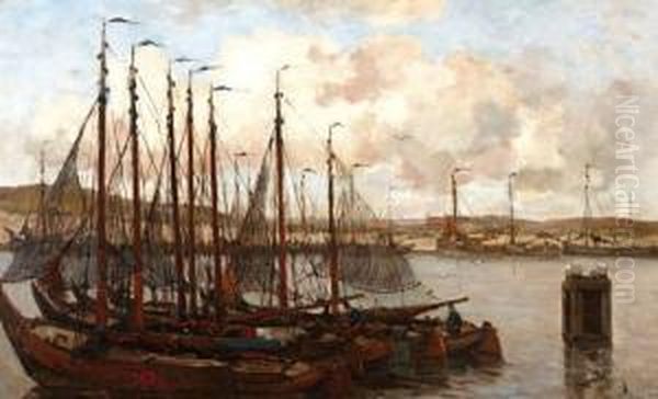 Vissershaven Oil Painting by Kees Van Waning