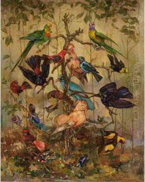 Vogels Van Diverse Pluimage Oil Painting by Marie Van Waning-Stevels