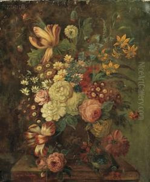 Still Life With Flowers Oil Painting by Jan Van Wegel