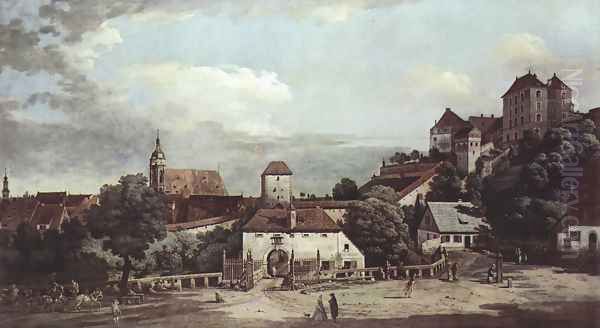 View from Pirna, Pirna from the south side view, with fortifications and Oberstar (gate), and sun stone fort 3 Oil Painting by Bernardo Bellotto