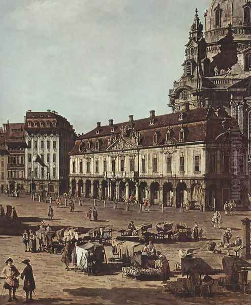 View of Dresden, the Neumarkt the street from Moritz, Detail Oil Painting by Bernardo Bellotto