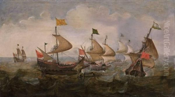 Seeschlacht Oil Painting by Cornelis Claesz van Wieringen