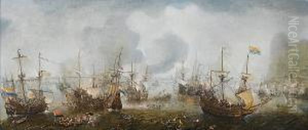 The Battle Of Gibraltar Oil Painting by Cornelis Claesz van Wieringen