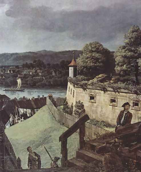 View from Pirna, Pirna, from the sun-stone fortress view, Detail 1 Oil Painting by Bernardo Bellotto