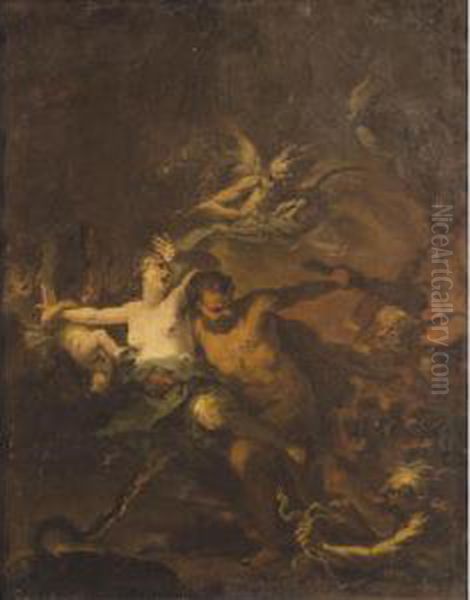 Hercules Leading Alcestis From The Underworld Oil Painting by Dominicus Ascanius Van Wijnen