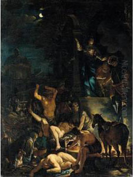 A Scene Of Witchcraft Oil Painting by Dominicus Ascanius Van Wijnen