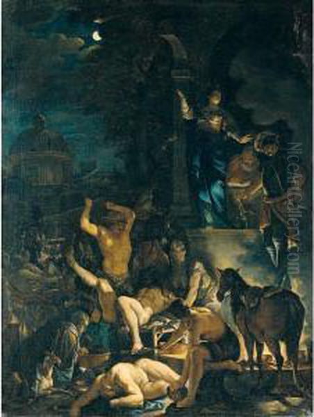 A Scene Of Witchcraft Oil Painting by Dominicus Ascanius Van Wijnen