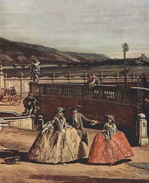 View from Vienna, castle, with the main courtyard view of the castle, detail 2 Oil Painting by Bernardo Bellotto