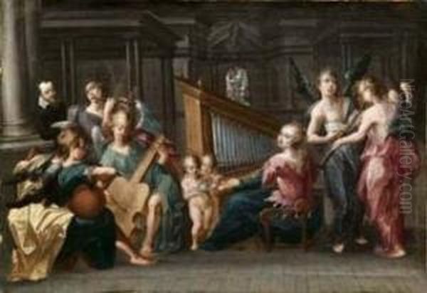 Concerto E Martirio Di Santa Cecilia Con Committente Oil Painting by Bartholomeus Van Winghen