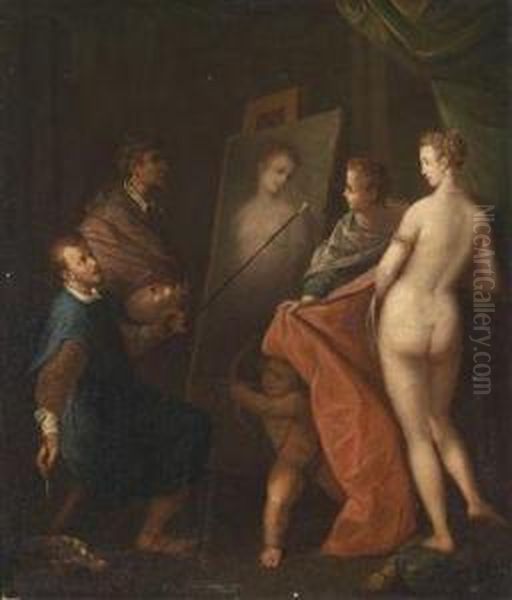 Apelles Painting Campaspe In The Presence Of Alexander The Great Oil Painting by Jeremias van Winghen or Wingen