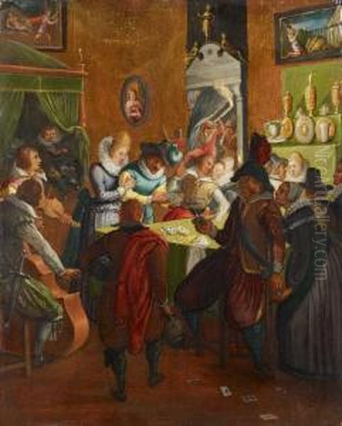 Nachtliche Gesellschaft In Einer Taverne Oil Painting by Jeremias van Winghen or Wingen