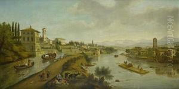 A View Of Vaprio D'adda Oil Painting by (circle of) Wittel, Gaspar van (Vanvitelli)