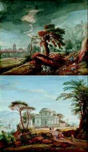 Veduta Ideata Con Architettura Classica Oil Painting by (circle of) Wittel, Gaspar van (Vanvitelli)