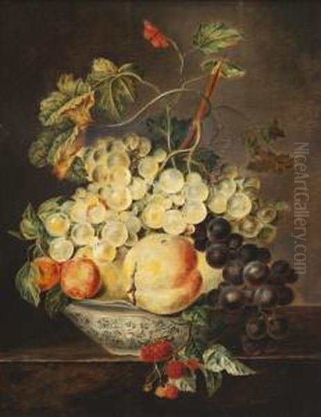 Still Life With Fruit Oil Painting by Petronella van Woensel