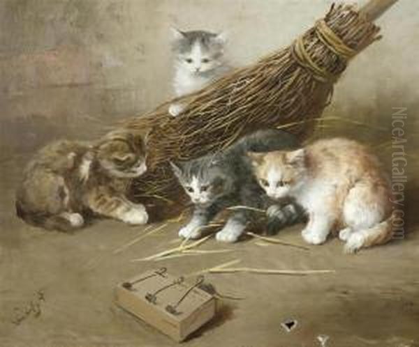 Cats Oil Painting by Van Wyk