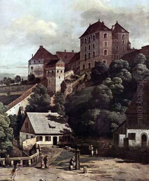 View from Pirna, Pirna from the south side view, with fortifications and Oberstar (gate), and sun stone fort 2 Oil Painting by Bernardo Bellotto