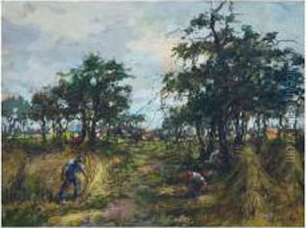 Men Clearing The Fields by Theodorus Van Wyngaarden