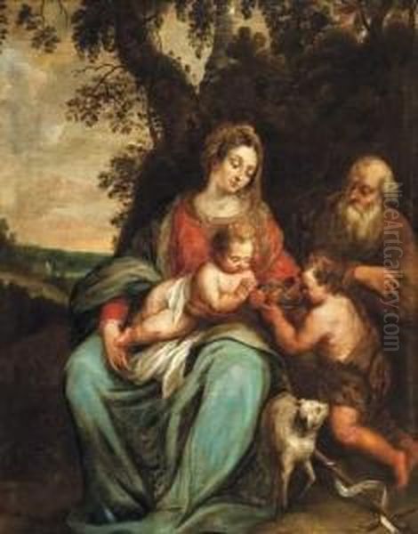 La Sainte Famille Avec Le Jeune Saint Jean Baptiste Oil Painting by Jan Thomas Van Yperen