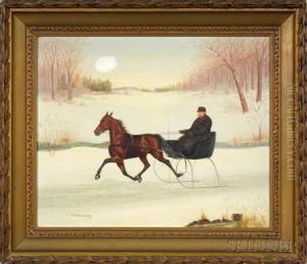 Winter Afternoon Sleigh Ride. Oil Painting by William Van Zandt