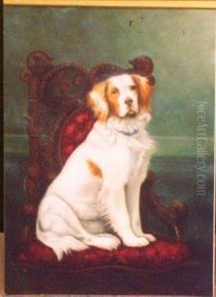 High Style - A Spaniel Seated On A Belter Chair Oil Painting by William Van Zandt